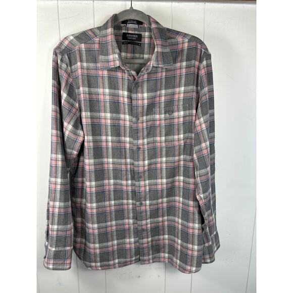 Nordstrom Men’s Shop 100% cotton, trim fit size large, plaid button-down shirt. - Picture 1 of 5